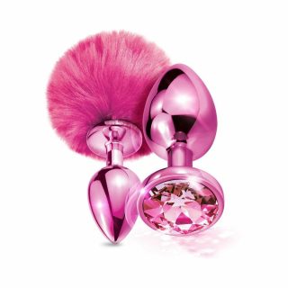 Butt Plugs |   Nixie Metal Butt Plug Set Pom Pom And Jewel-Inlaid Metallic Pink Anal Toys Butt Plugs