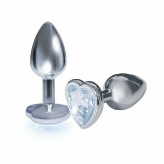 Butt Plugs |   The 9’s, The Silver Starter, Bejeweled Heart Stainless Steel Butt Plug Anal Toys Butt Plugs